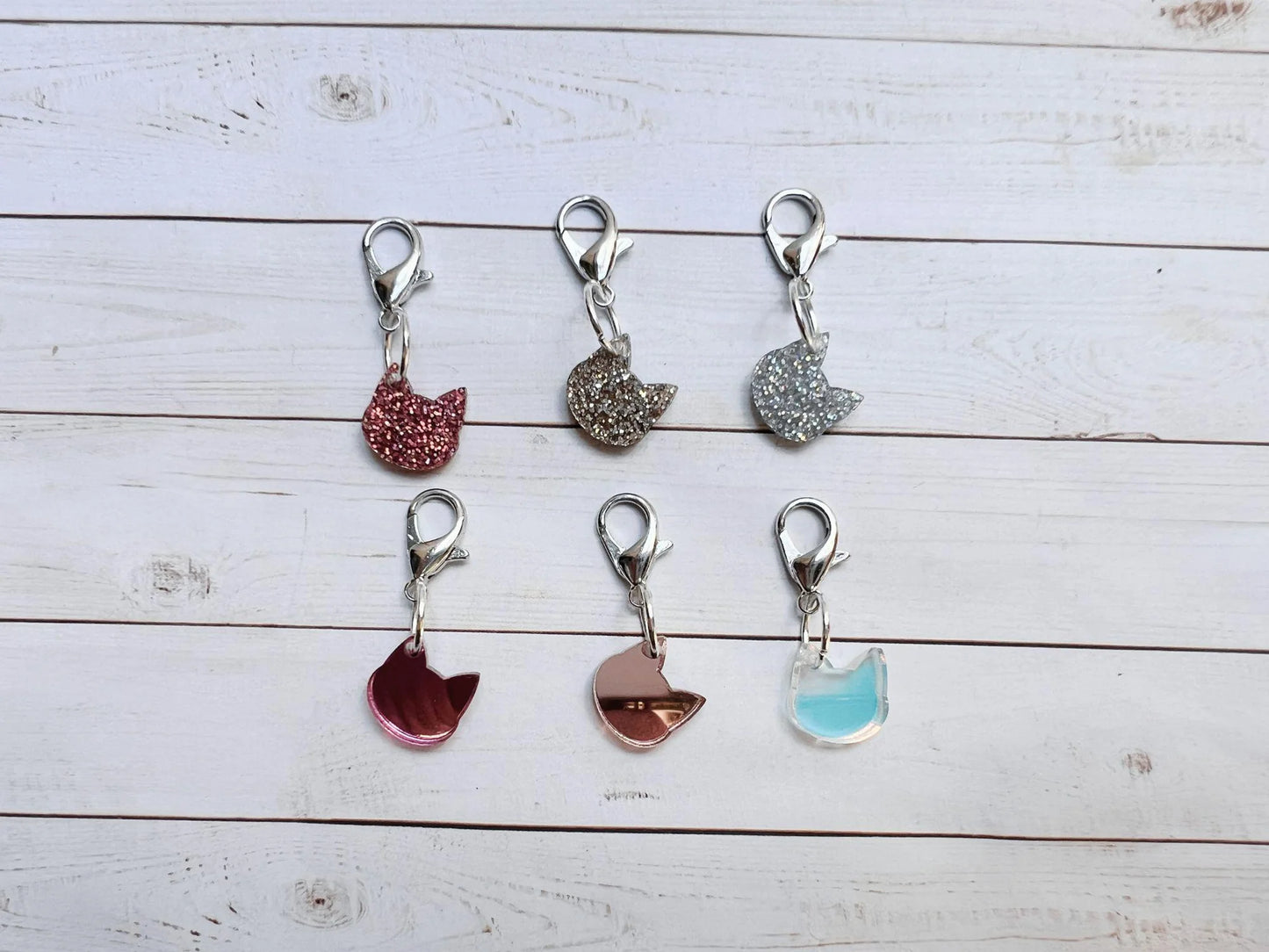 Sparkly cats stitch markers