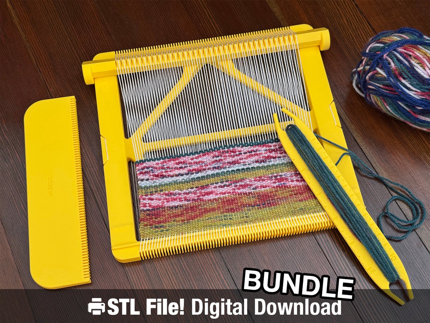 Pocket Loom Weaving Kit 7"x7" 10-dent STL Bundle