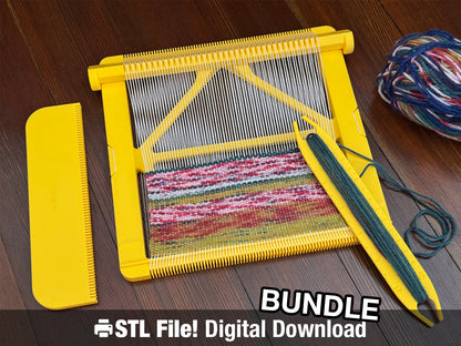 Pocket Loom Weaving Kit 7"x7" 10-dent STL Bundle