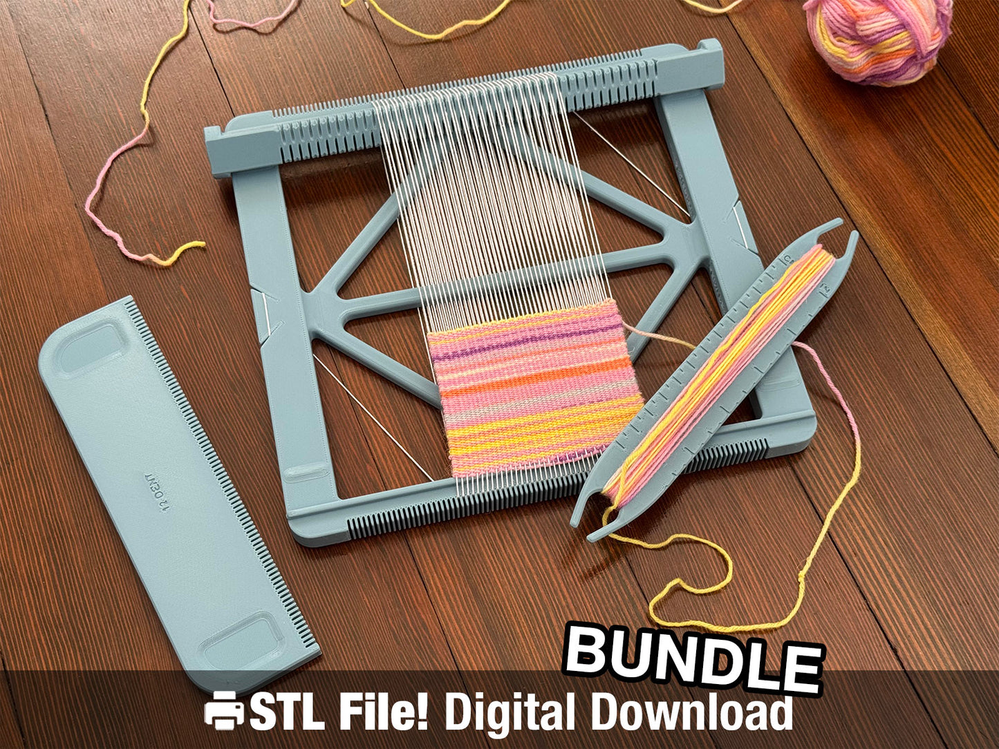 Pocket Loom Weaving Kit 7"x7" 12-dent STL Bundle