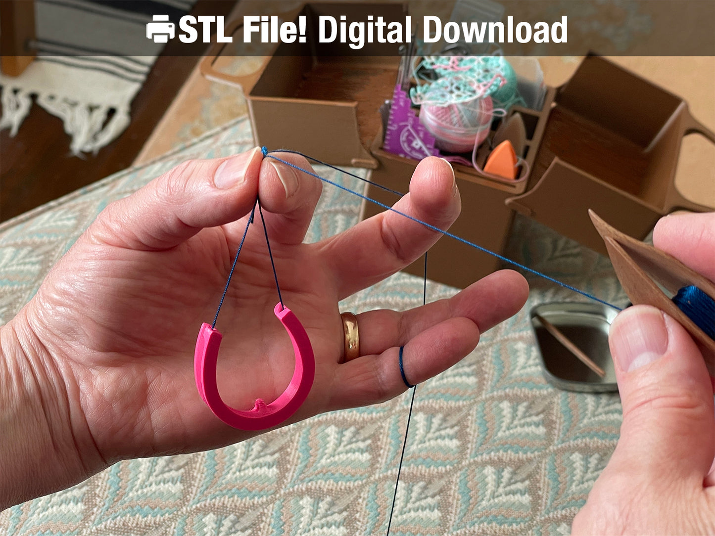 Self-Closing Mock Ring Holder STL File - Tatting Tool