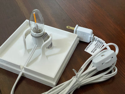 Crinkle lamp base for clip-in accessory bulb STL file