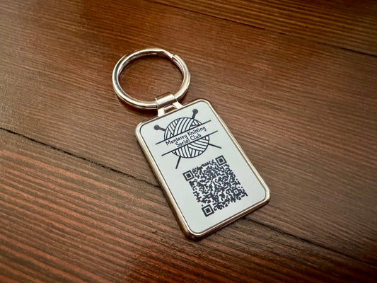 Monterey Knitting Social Club QR code keychain