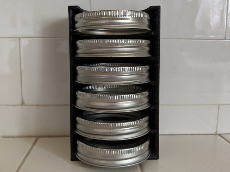 Mason Jar 6-Lid Rack Organizer