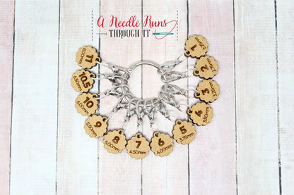 Knitting needle size stitch markers